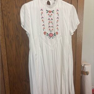 NWT White Dress with Floral Embroidery